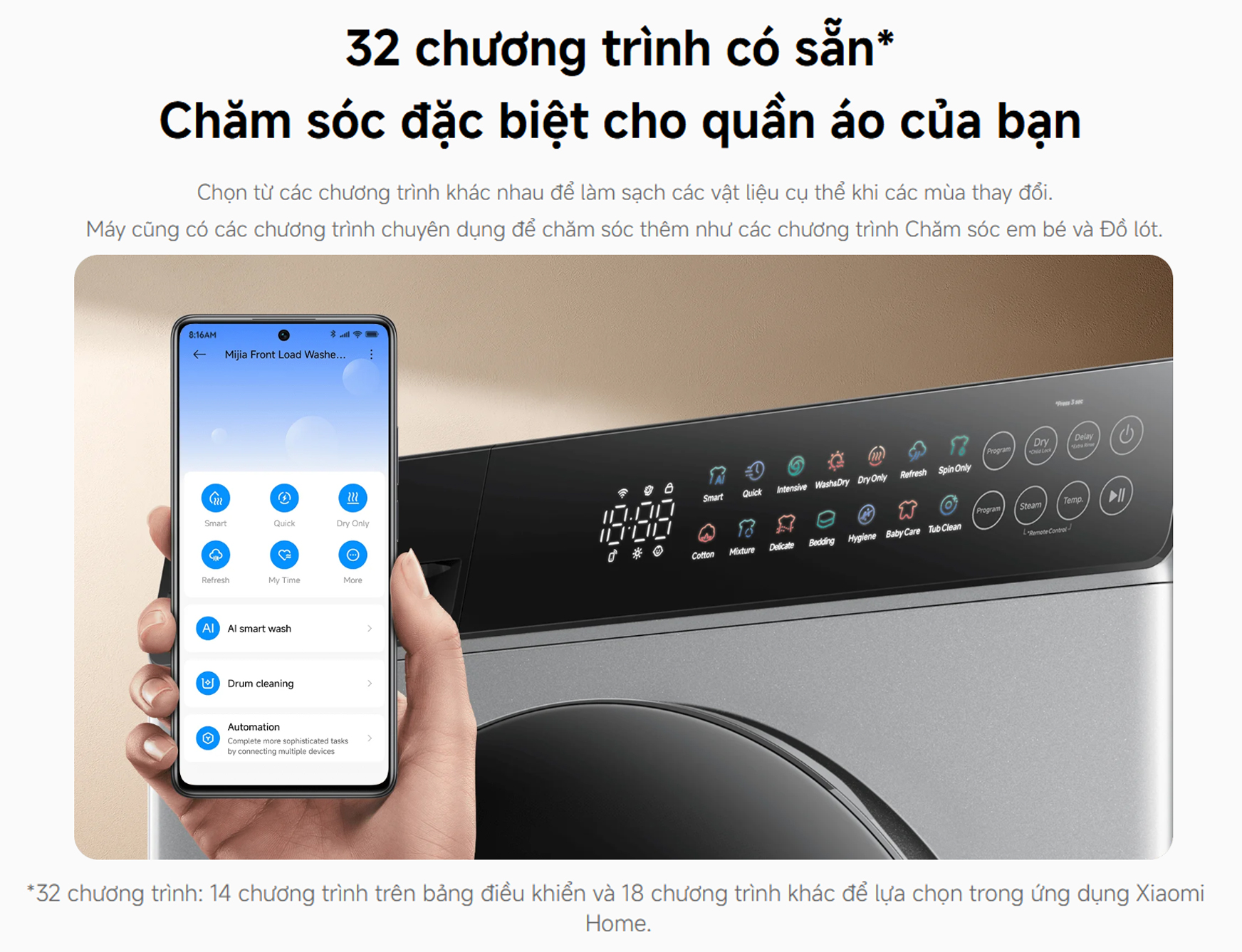 May giat say Xiaomi Mijia cua truoc WD105MJA10MY giat 10.5kg say 7kg 9