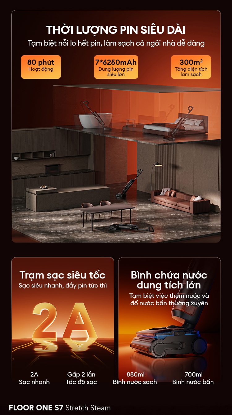 May hut bui lau nha Tineco Floor One S7 Stretch Steam chinh hang tai bigmivn 10