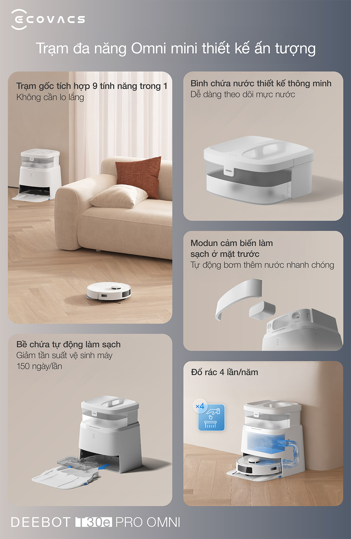 Robot hut bui lau nha Ecovacs Deebot T30e Pro Omni chinh hang tai Bigmivn 1