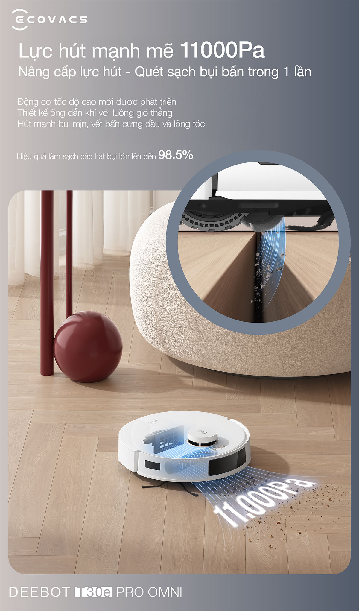 Robot hut bui lau nha Ecovacs Deebot T30e Pro Omni chinh hang tai Bigmivn 2