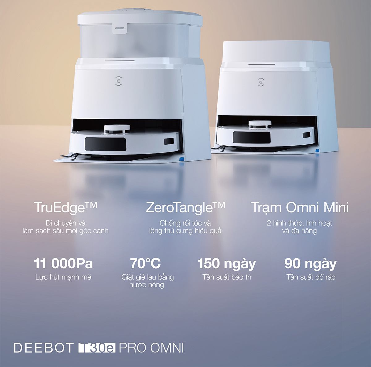 Robot hút bụi lau nhà Ecovacs Deebot T30e Pro Omni chính hãng tại Bigmivn