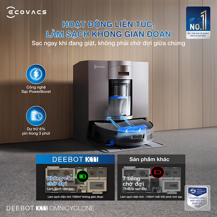 Robot hut bui lau nha Ecovacs Deebot X11 OmniCyclone chinh hang tai bigmivn