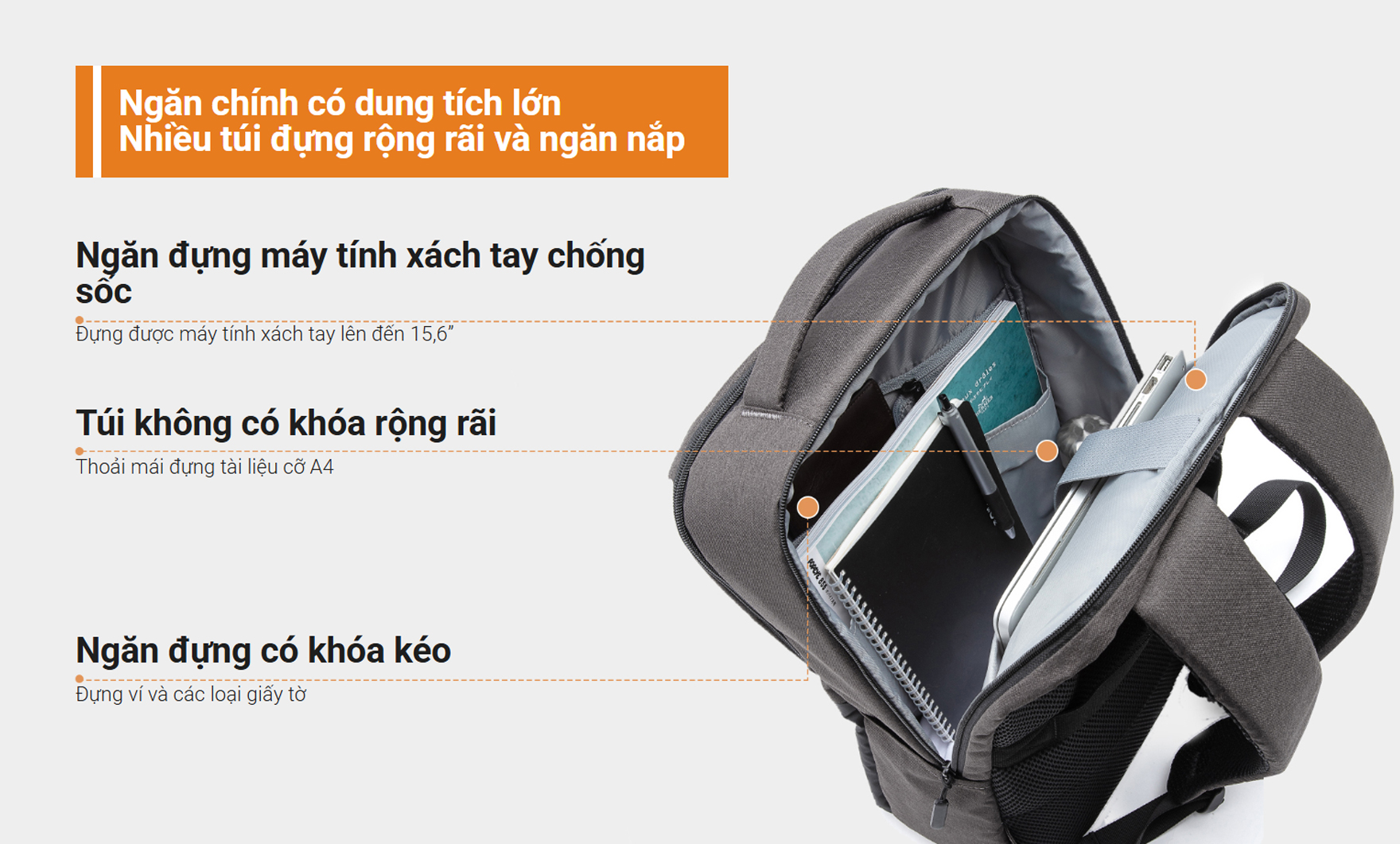 Balo Xiaomi Commuter Backpack sieu nhe chong rach chong tham nuoc bigmivn 3