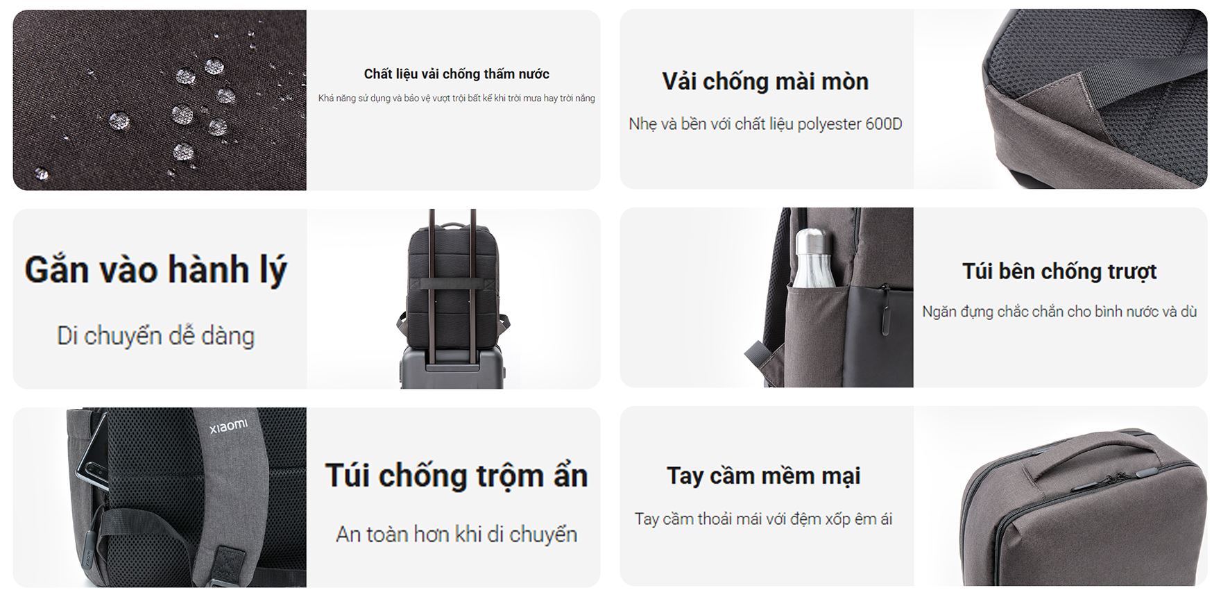 Balo Xiaomi Commuter Backpack sieu nhe chong rach chong tham nuoc bigmivn 7