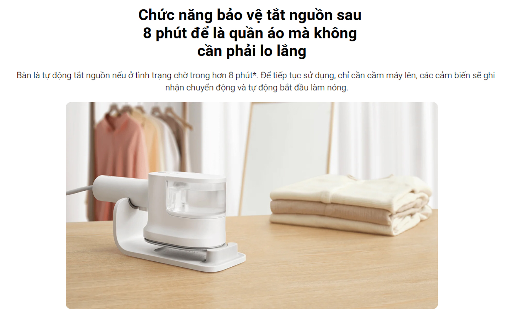 Bàn ủi hơi nước Xiaomi Handheld Steam Iron BHR9034EU - 1200W, 3 chế độ ủi, tăng áp 30kPa 14 Ban ui hoi nuoc Xiaomi Handheld Steam Iron BHR9034EU bigmivn 12