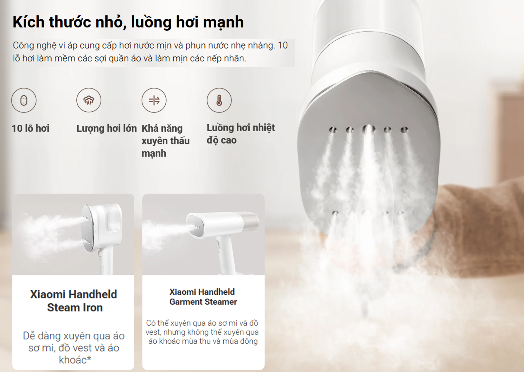 Bàn ủi hơi nước Xiaomi Handheld Steam Iron BHR9034EU - 1200W, 3 chế độ ủi, tăng áp 30kPa 5 Ban ui hoi nuoc Xiaomi Handheld Steam Iron BHR9034EU bigmivn 3