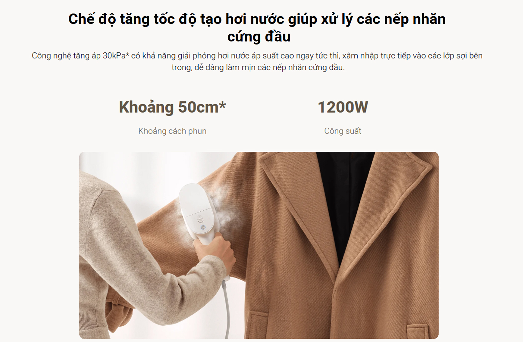 Bàn ủi hơi nước Xiaomi Handheld Steam Iron BHR9034EU - 1200W, 3 chế độ ủi, tăng áp 30kPa 6 Ban ui hoi nuoc Xiaomi Handheld Steam Iron BHR9034EU bigmivn 4