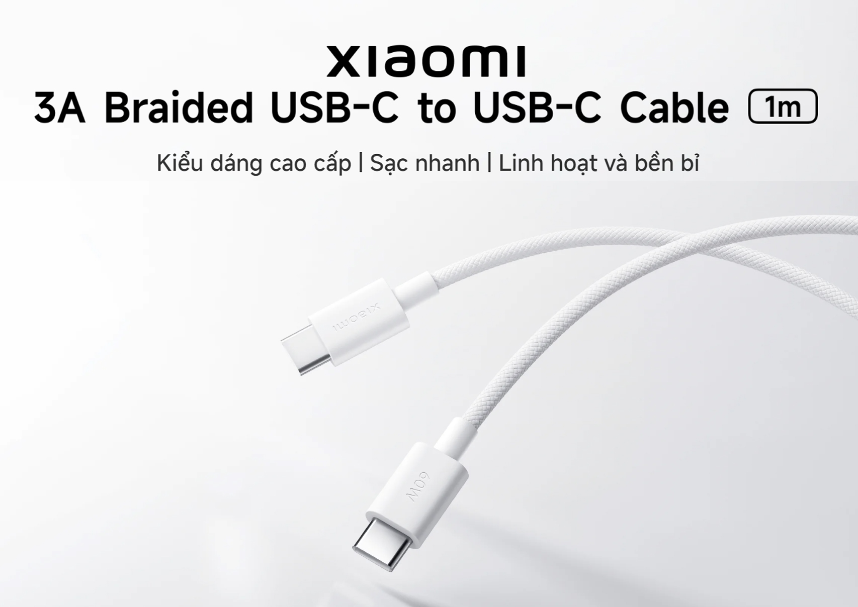 Dây cáp Xiaomi 3A USB-C to USB-C bện dù dài 1m bigmivn