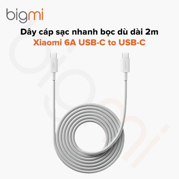 Dây cáp bọc dù Xiaomi 6A USB-C to USB-C dài 2m