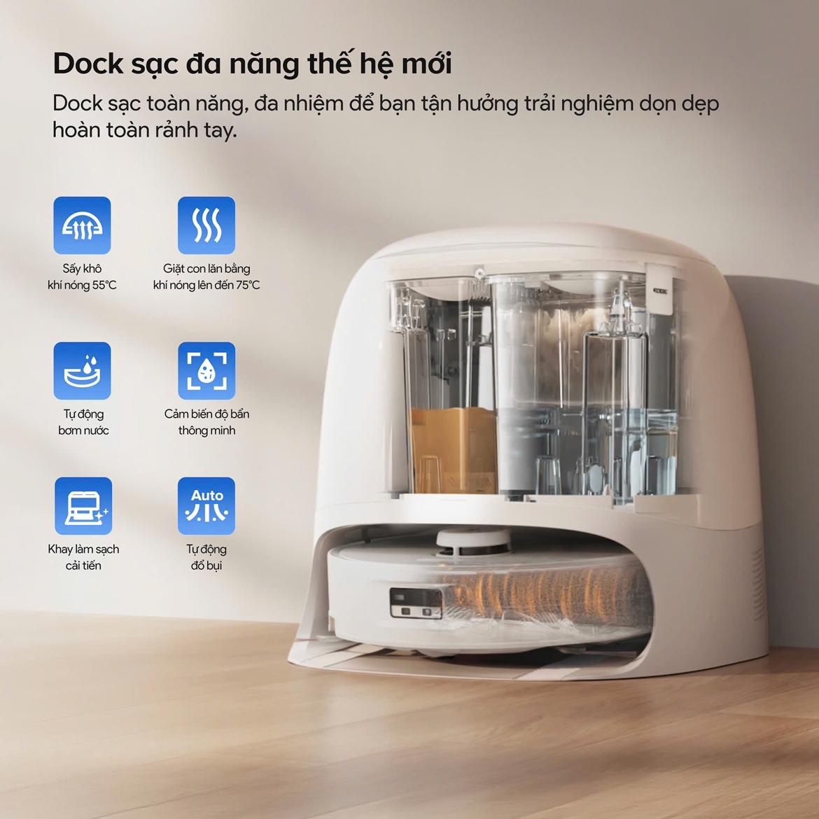 Robot hút hút bụi lau nhà Roborock Curv 2 Flow 18 Dock sac da nang the he moi roborock Curv 2 Flow
