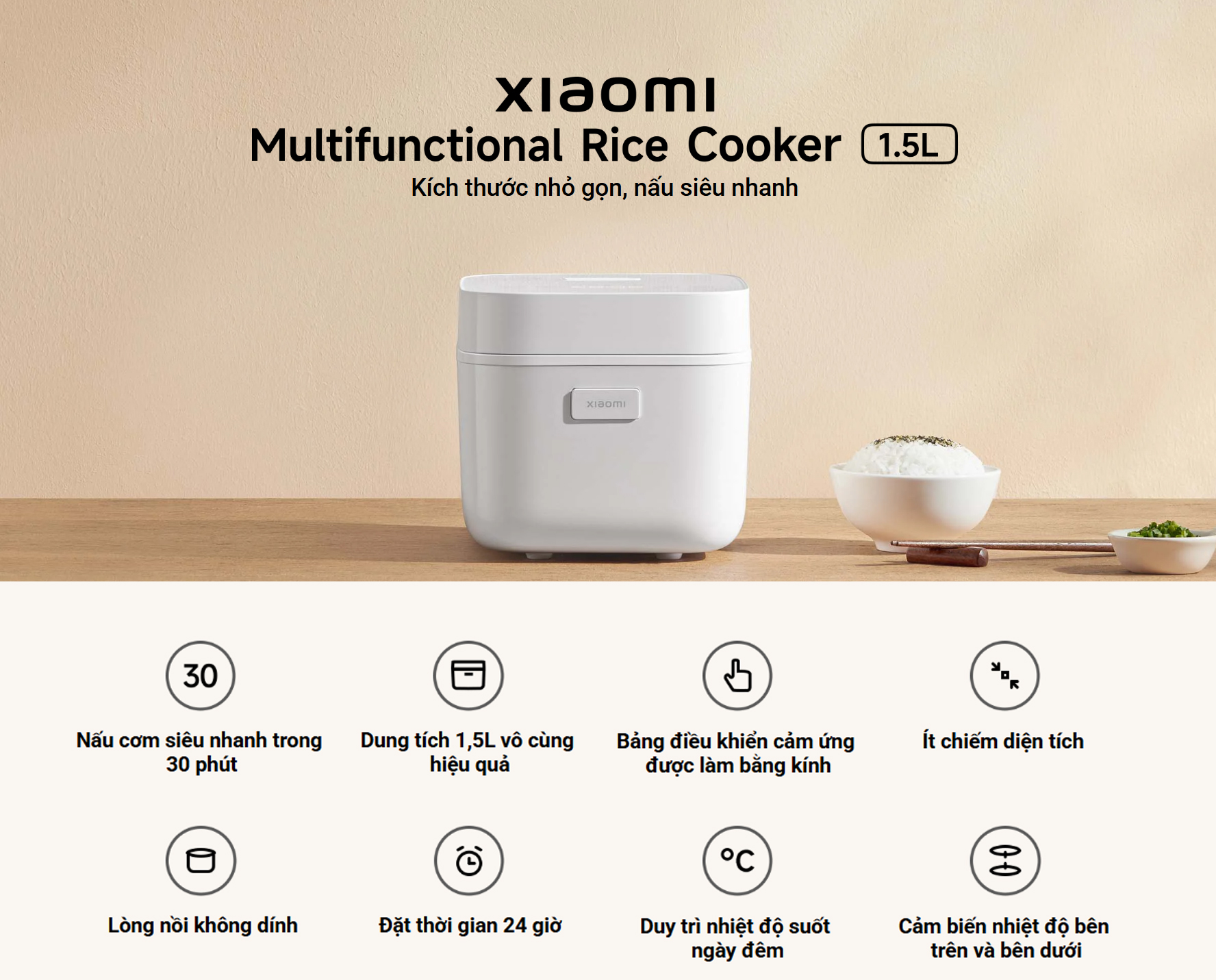 Noi com dien da nang Xiaomi Multifunctional Rice Cooker 1.5L bigmivn