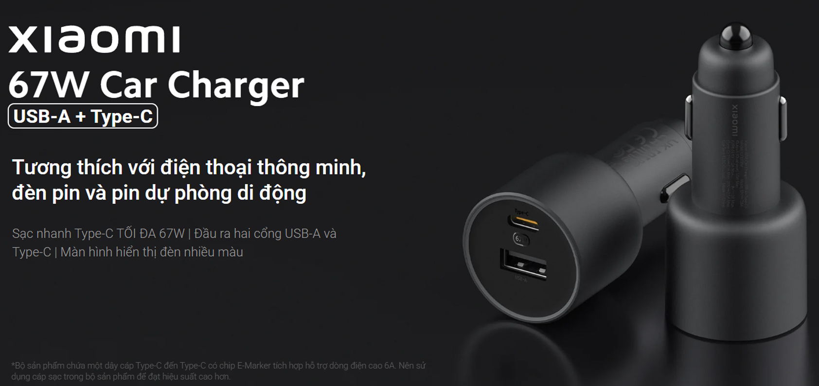 Tau sac xe hoi Xiaomi 67W Car Charger 1A1C bigmivn