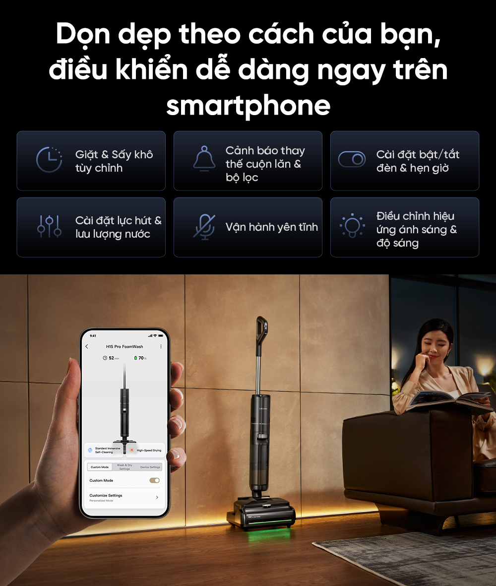 Máy hút bụi lau nhà khô ướt Dreame H15 Pro Foamwash - Chính hãng 16 May hut bui lau nha kho uot Dreame H15 Pro Foamwash bigmivn 12