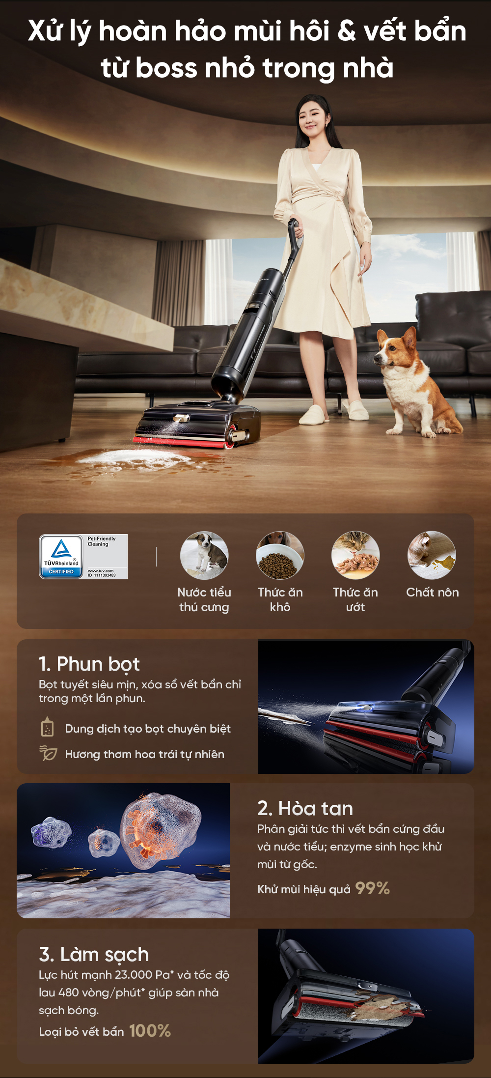 Máy hút bụi lau nhà khô ướt Dreame H15 Pro Foamwash - Chính hãng 4 May hut bui lau nha kho uot Dreame H15 Pro Foamwash bigmivn 2