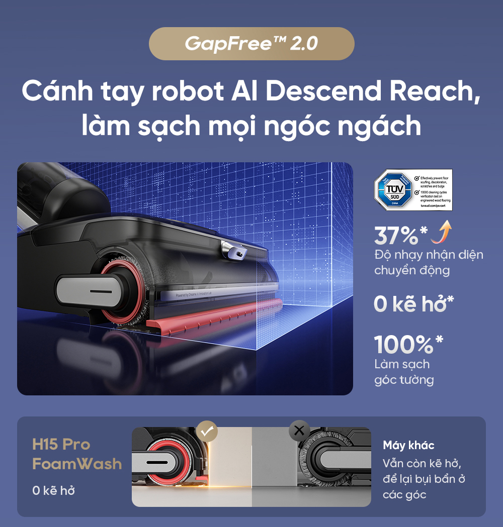 Máy hút bụi lau nhà khô ướt Dreame H15 Pro Foamwash - Chính hãng 9 May hut bui lau nha kho uot Dreame H15 Pro Foamwash bigmivn 8