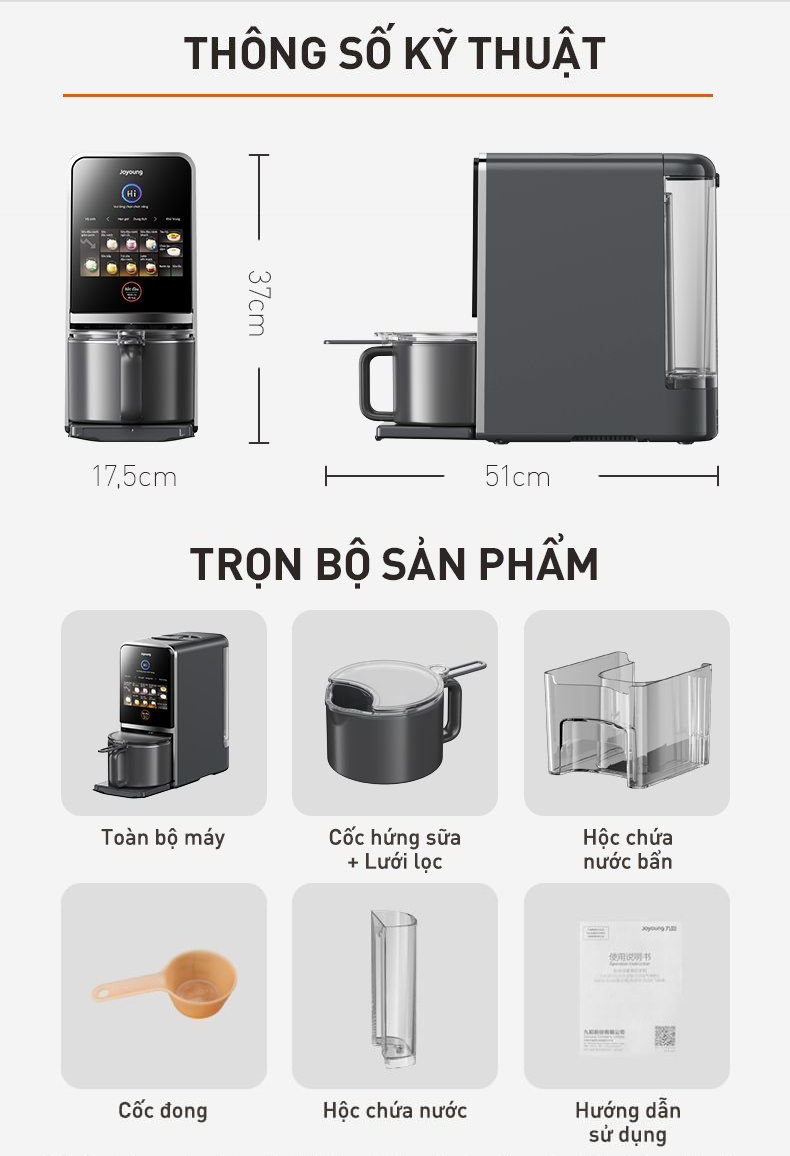 Máy làm sữa hạt tự động làm sạch Joyoung JSCB-K7 PRO | Dung tích 1200ml/700ml | Công suất 1200W/300W 15 May lam sua hat tu dong lam sach Joyoung JSCB K7 PRO bigmivn 13