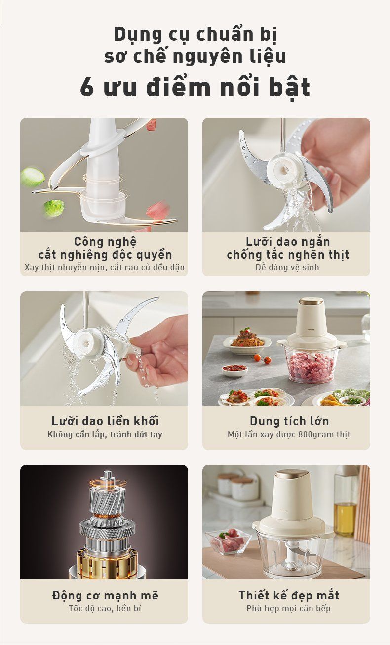 Máy xay thực phẩm Joyoung JFC-305 | Dung tích 1.8L | Công suất 300W - Chính hãng 3 May xay thuc pham Joyoung JFC 305 bigmivn 1