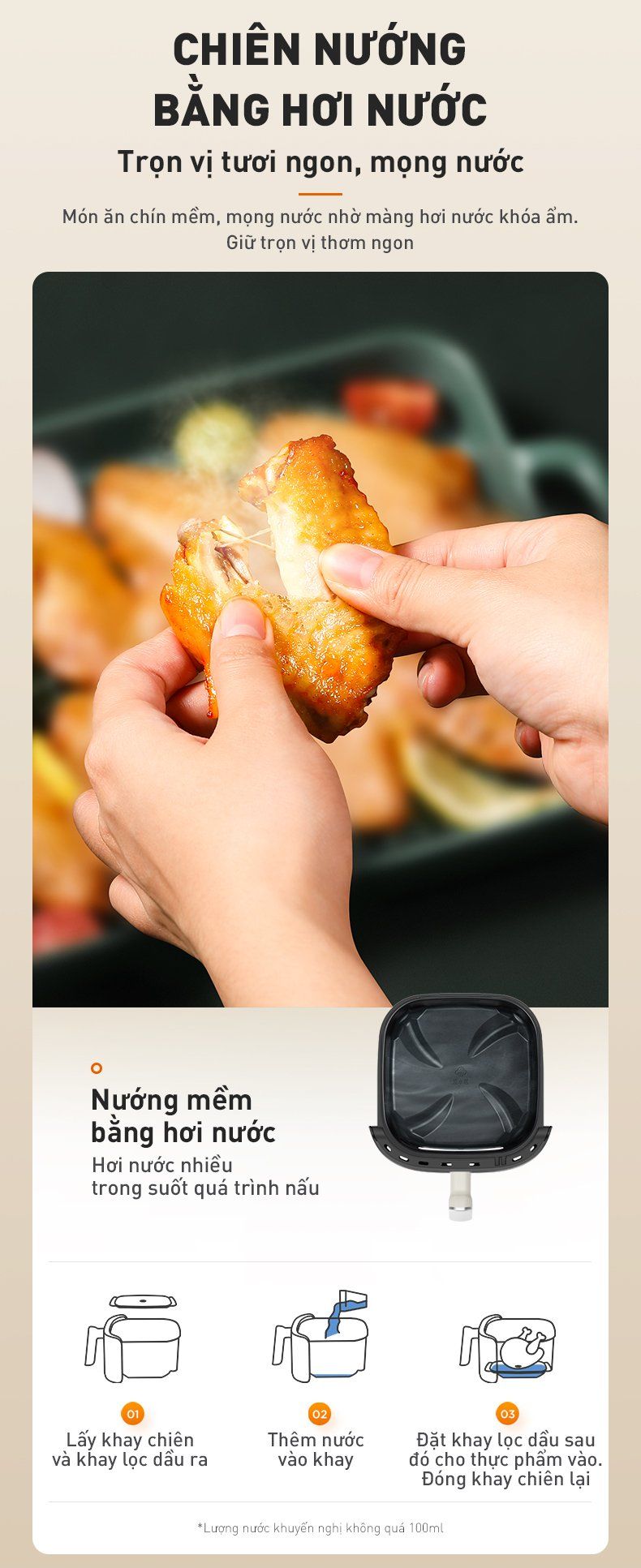 Nồi chiên không dầu 5L Joyoung JAF-565 | Công suất 1500W | Điều khiển núm xoay - Chính hãng 6 Noi chien khong dau 5L Joyoung JAF 565 bigmivn 4