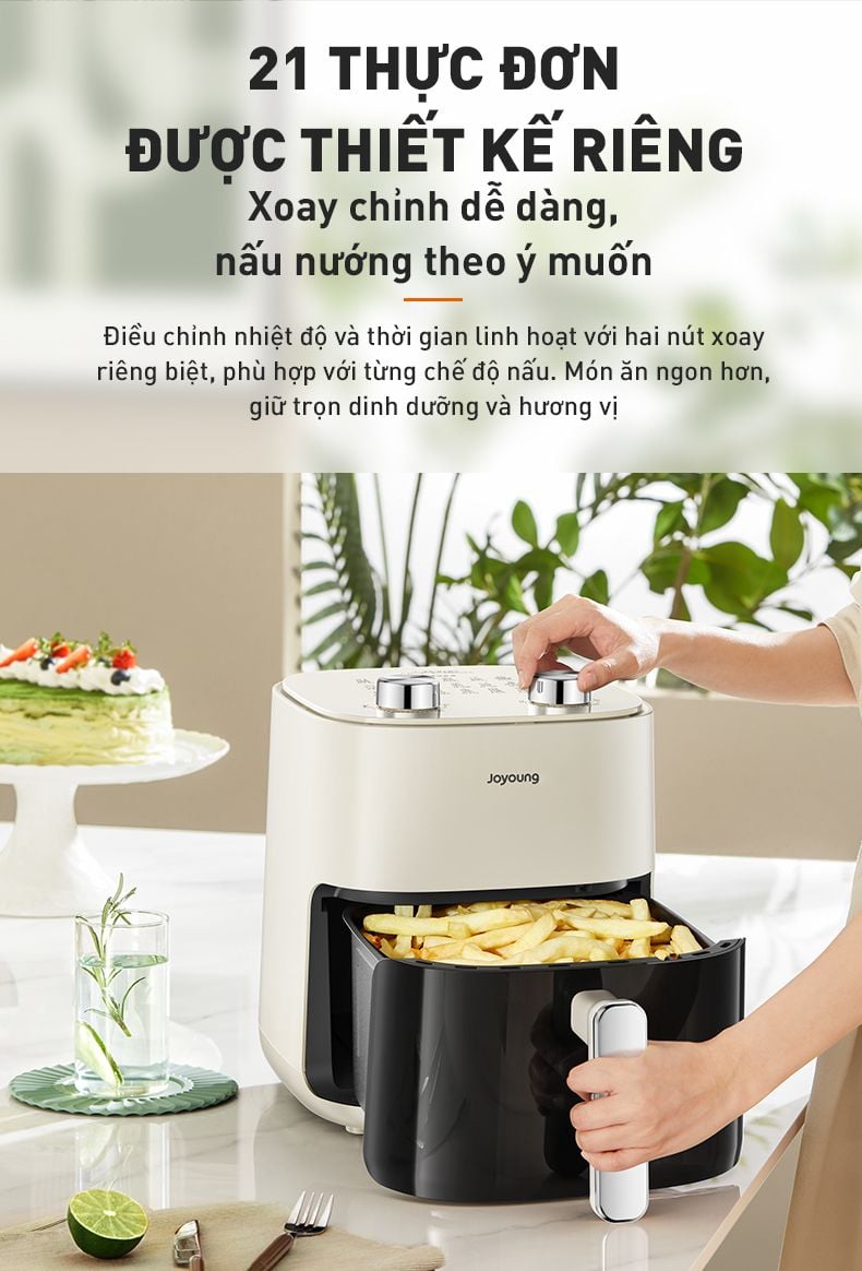 Nồi chiên không dầu 5L Joyoung JAF-565 | Công suất 1500W | Điều khiển núm xoay - Chính hãng 7 Noi chien khong dau 5L Joyoung JAF 565 bigmivn 5