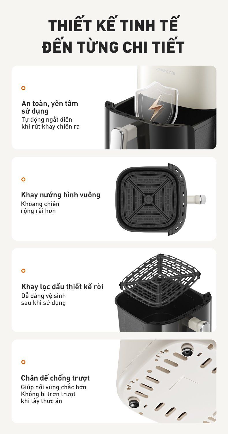 Nồi chiên không dầu 5L Joyoung JAF-565 | Công suất 1500W | Điều khiển núm xoay - Chính hãng 9 Noi chien khong dau 5L Joyoung JAF 565 bigmivn 7