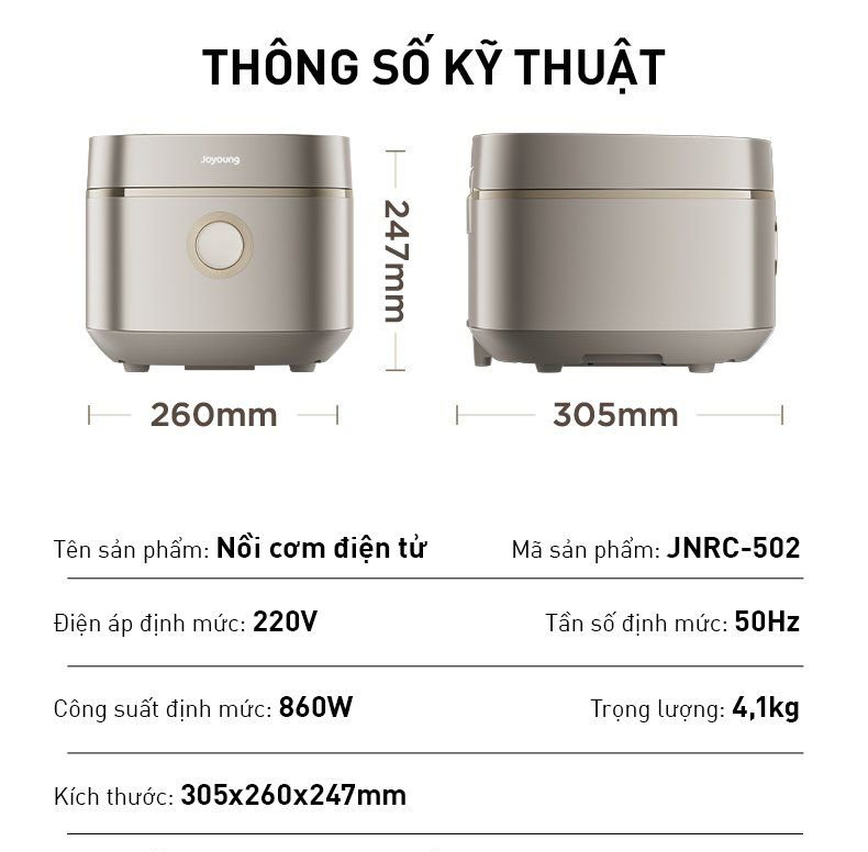Nồi cơm điện tử 1.8L Joyoung JNRC-502 | Công suất 860W | Chống dính tự nhiên - Chính hãng 14 Noi com dien tu 1.8L Joyoung JNRC 502 bigmivn 12