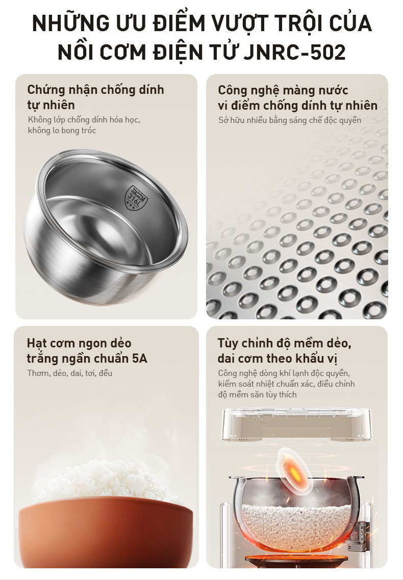Nồi cơm điện tử 1.8L Joyoung JNRC-502 | Công suất 860W | Chống dính tự nhiên - Chính hãng 3 Noi com dien tu 1.8L Joyoung JNRC 502 bigmivn