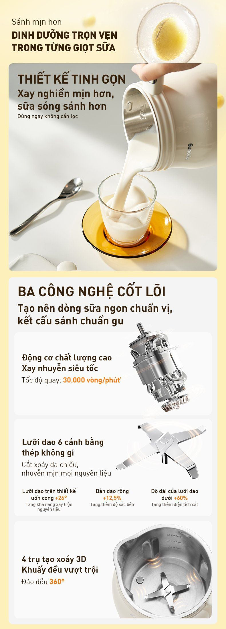 Máy nấu sữa hạt đa năng Joyoung JSM-125 | Dung tích 0.3L/0.8L | Công suất 500W/150W - Chính hãng 6 May nau sua hat da nang Joyoung JSM 125 bigmivn 2