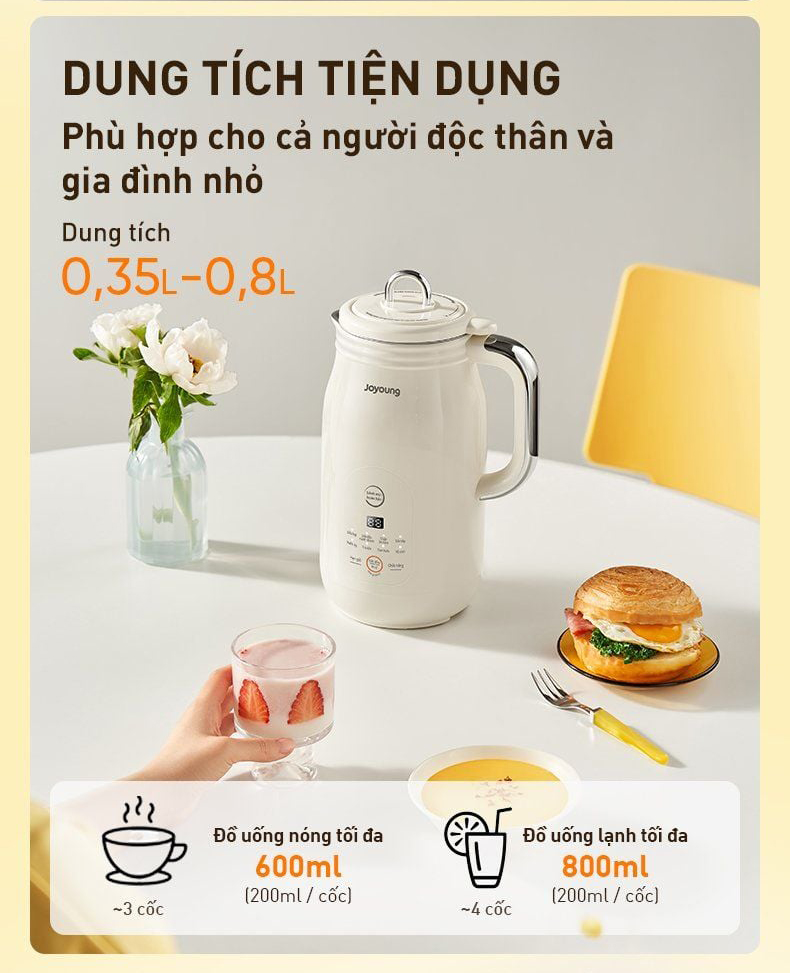 Máy nấu sữa hạt đa năng Joyoung JSM-125 | Dung tích 0.3L/0.8L | Công suất 500W/150W - Chính hãng 5 May nau sua hat da nang Joyoung JSM 125 bigmivn 3