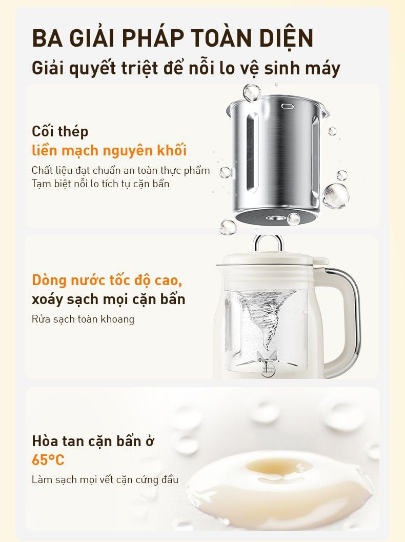 Máy nấu sữa hạt đa năng Joyoung JSM-125 | Dung tích 0.3L/0.8L | Công suất 500W/150W - Chính hãng 11 May nau sua hat da nang Joyoung JSM 125 bigmivn 4