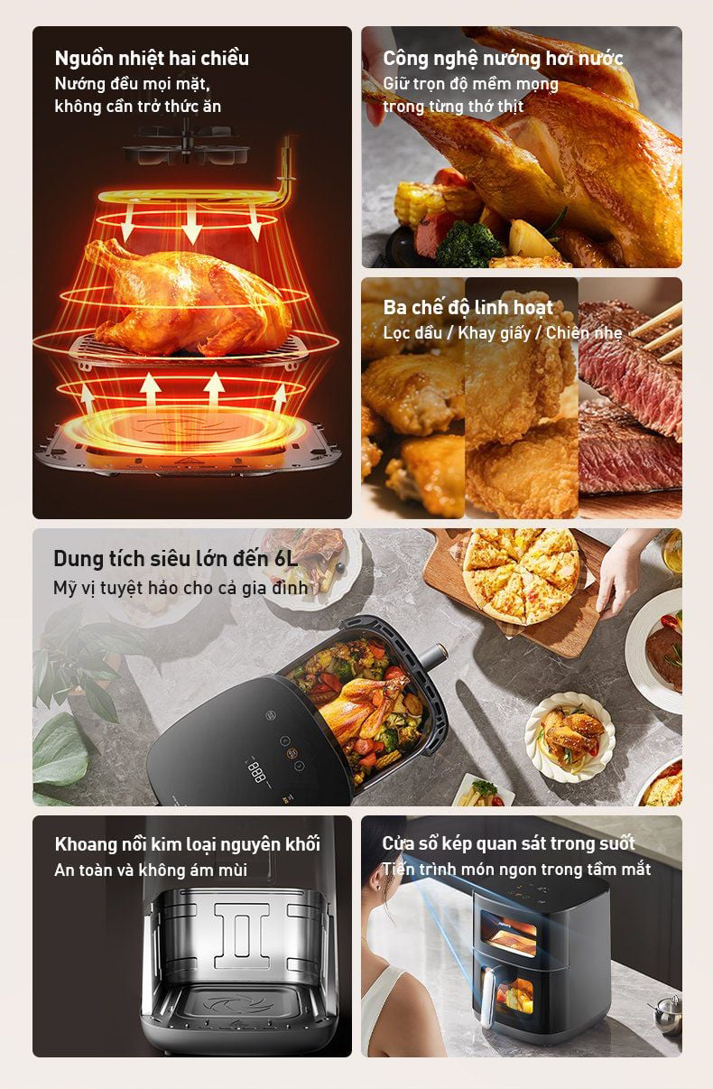 Nồi chiên không dầu Joyoung JAF-579 - Dung tích 6L | Công suất 2100W - Chính hãng 3 Noi chien khong dau Joyoung JAF 579 bigmivn 2