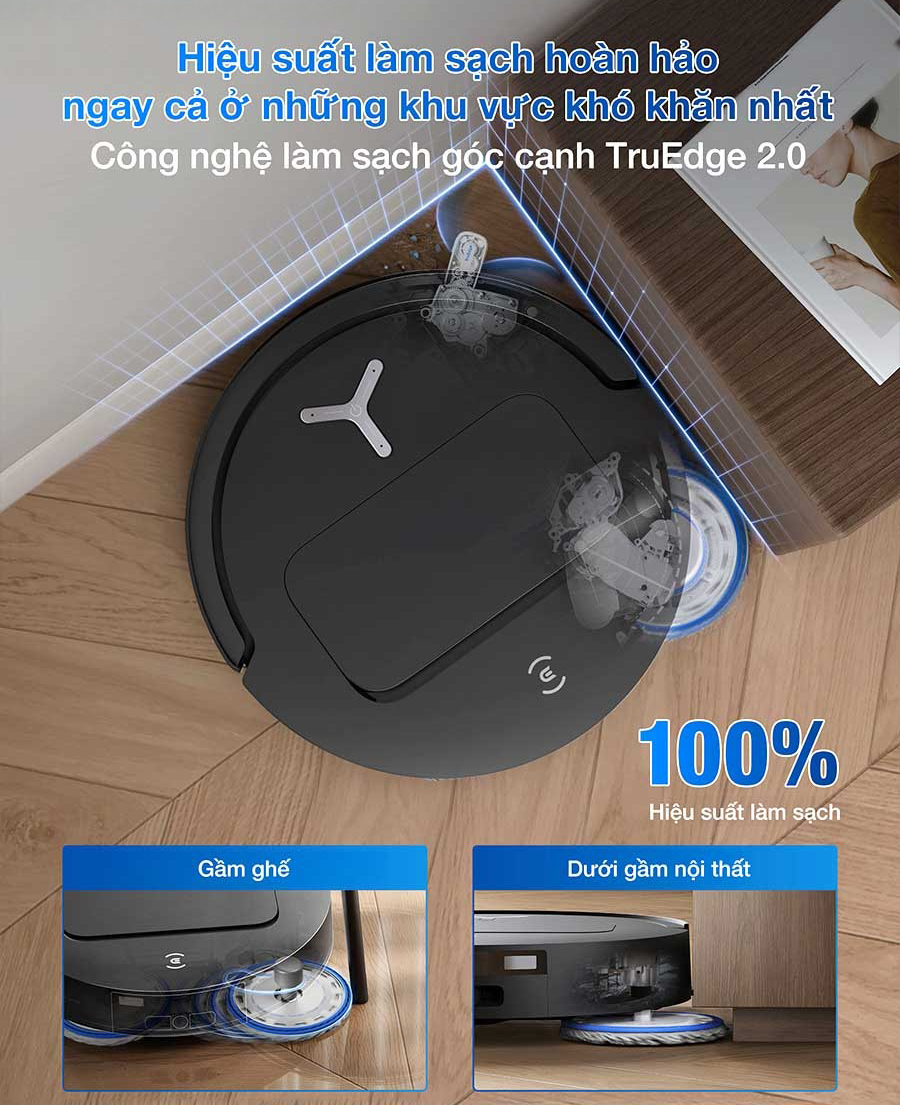 Công nghệ lau cạnh TruEdge 2.0 vươn dãn linh hoạt trên T50 Pro Gen 2