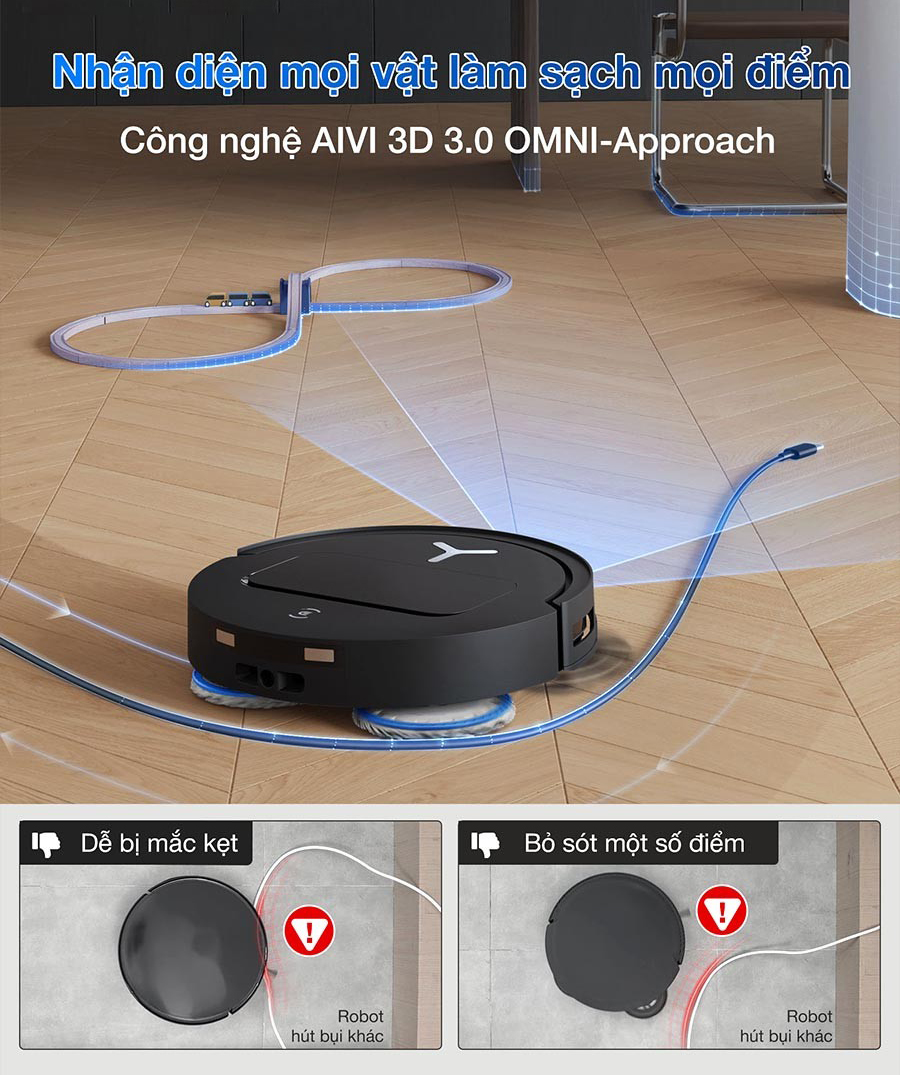 Robot Ecovacs T50 Pro Gen 2 nhận diện và né tránh vật cản