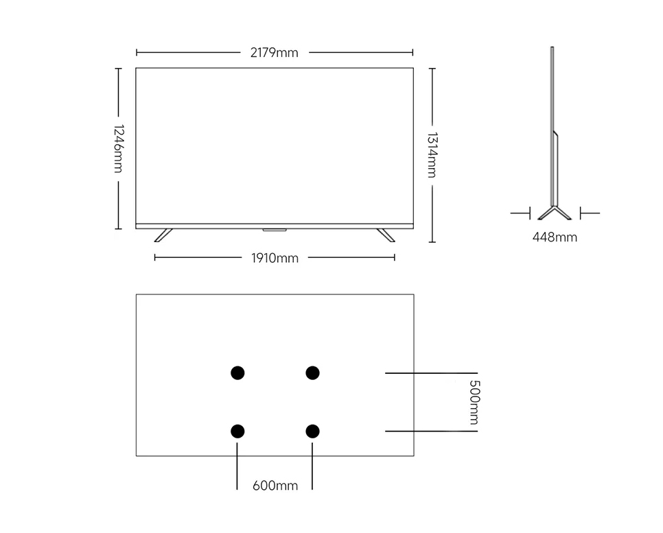 Kích thước Google Tivi Xiaomi S Mini LED 98 inch 2026
