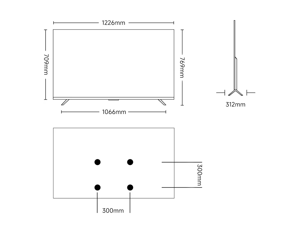 Kích thước Google Tivi Xiaomi S Mini LED 55 inch 2026