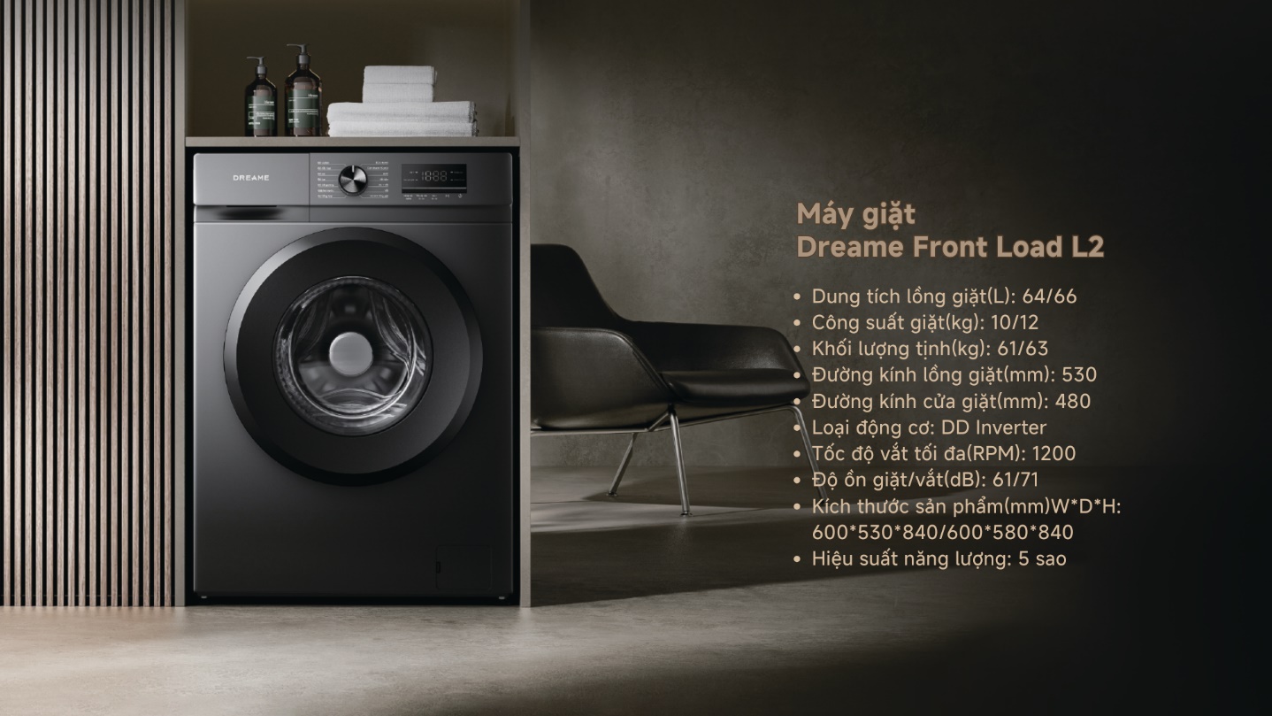 Máy giặt cửa trước 10Kg Dreame DWF10L21SASE - Hàng chính hãng 3 May giat cua truoc 10Kg Dreame DWF10L21SASE bigmivn 1