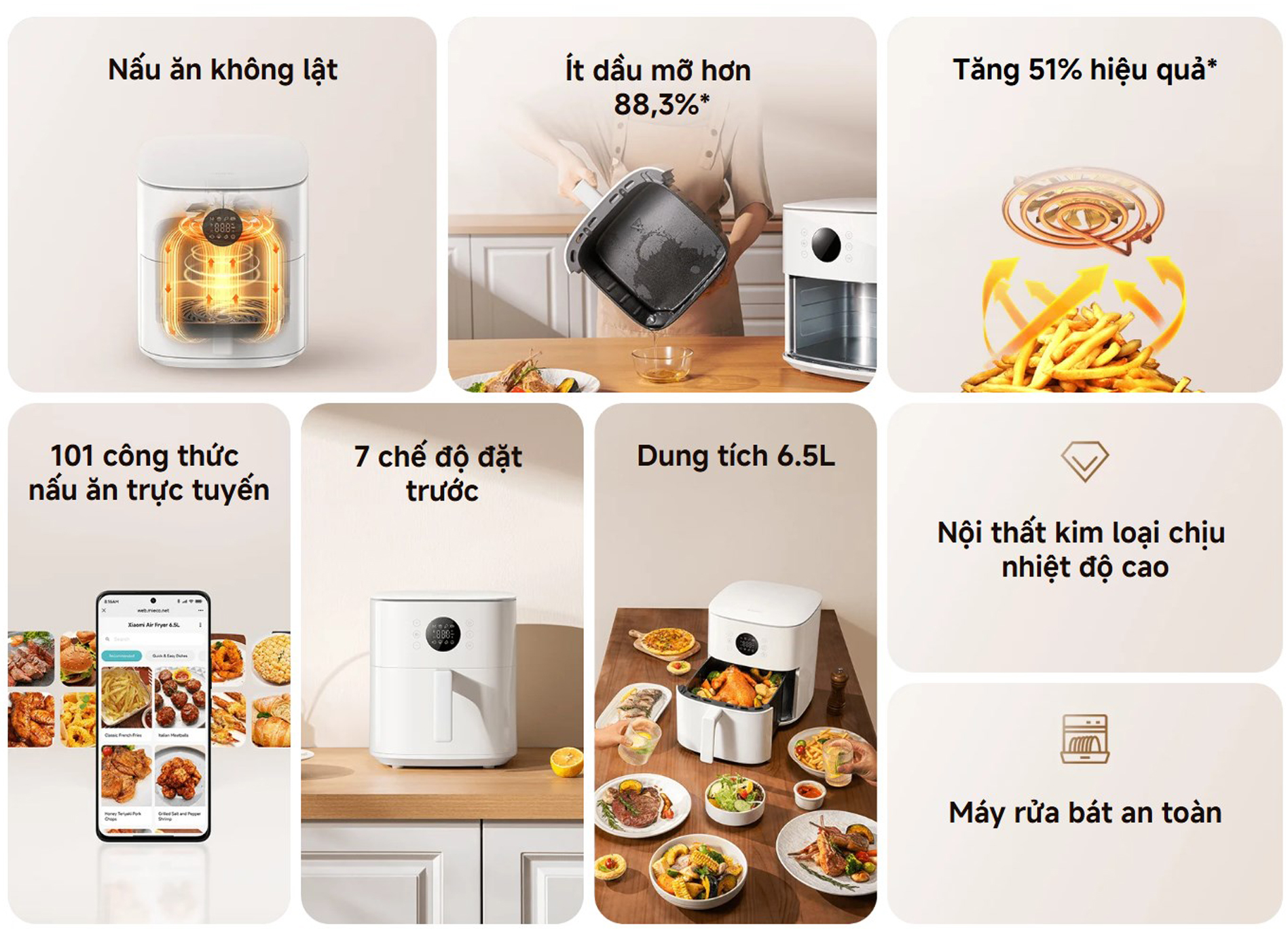 Noi chien khong dau Xiaomi Air Fryer 6.5L 1700W bigmivn 1