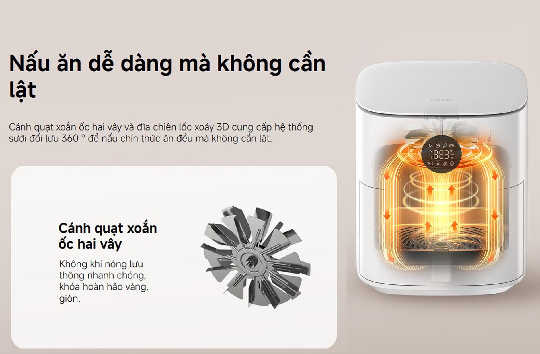 Noi chien khong dau Xiaomi Air Fryer 6.5L 1700W bigmivn 2