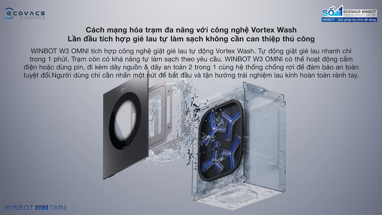 Robot lau kinh Ecovacs Winbot W3 Omni bigmivn 1