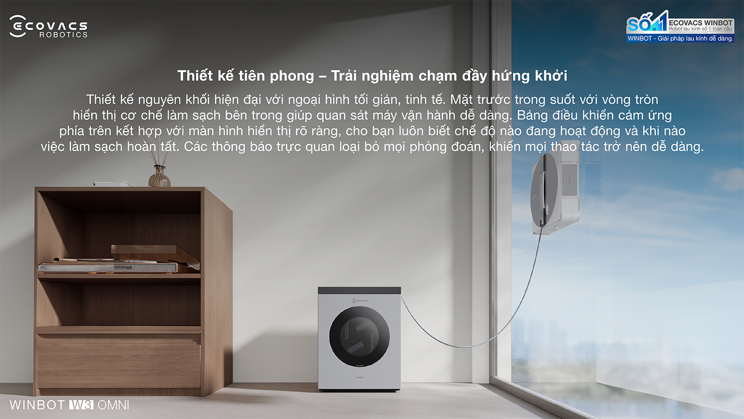 Robot lau kinh Ecovacs Winbot W3 Omni bigmivn 12