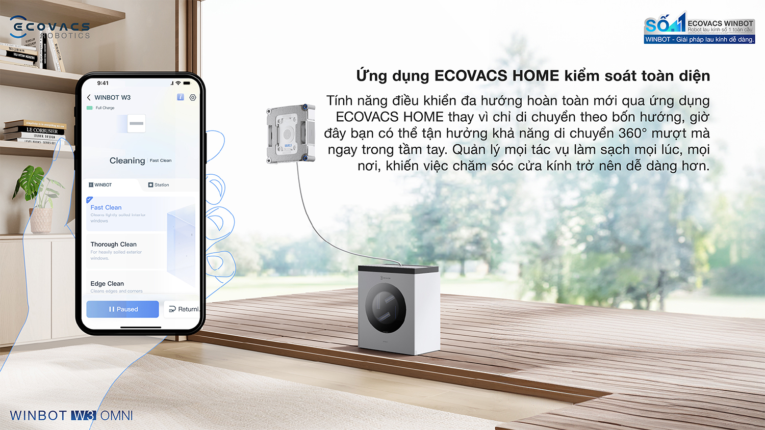 Robot lau kinh Ecovacs Winbot W3 Omni bigmivn 13