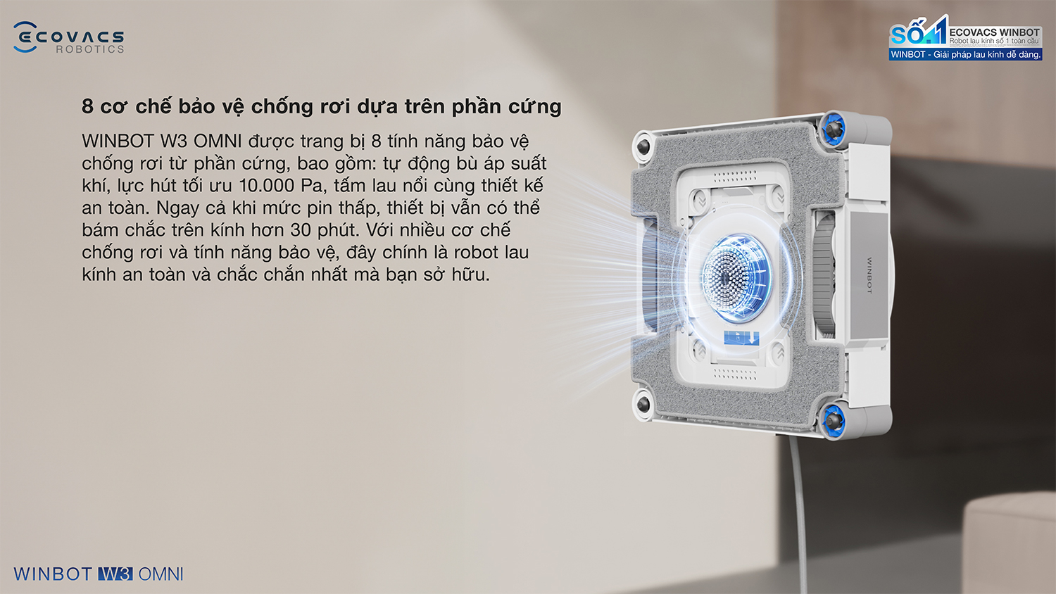 Robot lau kinh Ecovacs Winbot W3 Omni bigmivn 15