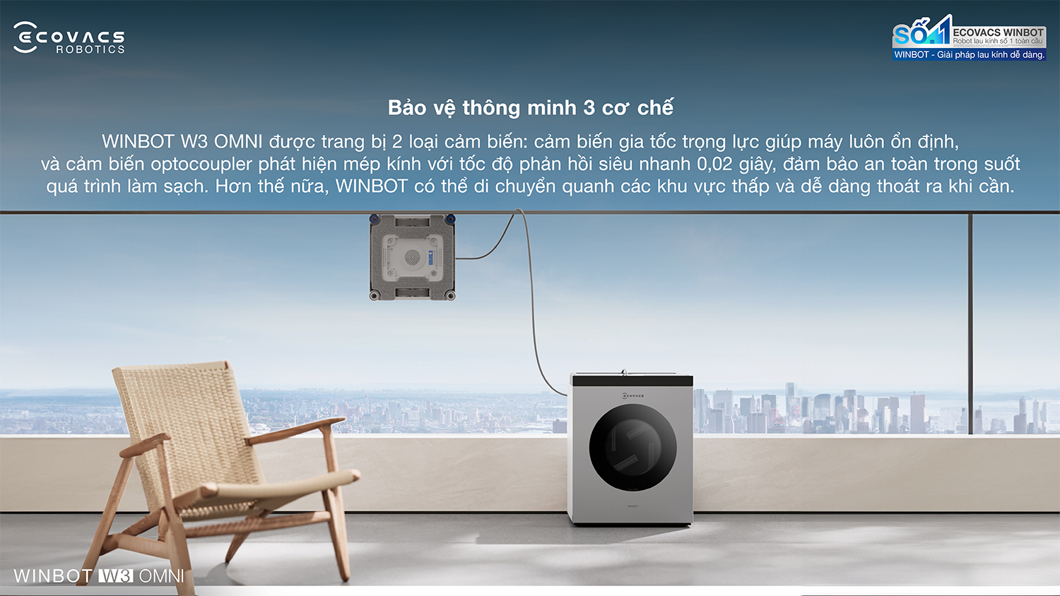 Robot lau kinh Ecovacs Winbot W3 Omni bigmivn 16