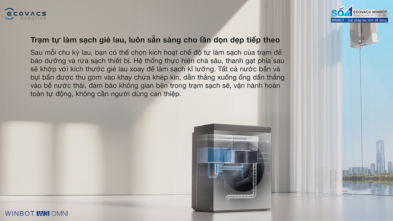 Robot lau kinh Ecovacs Winbot W3 Omni bigmivn 3