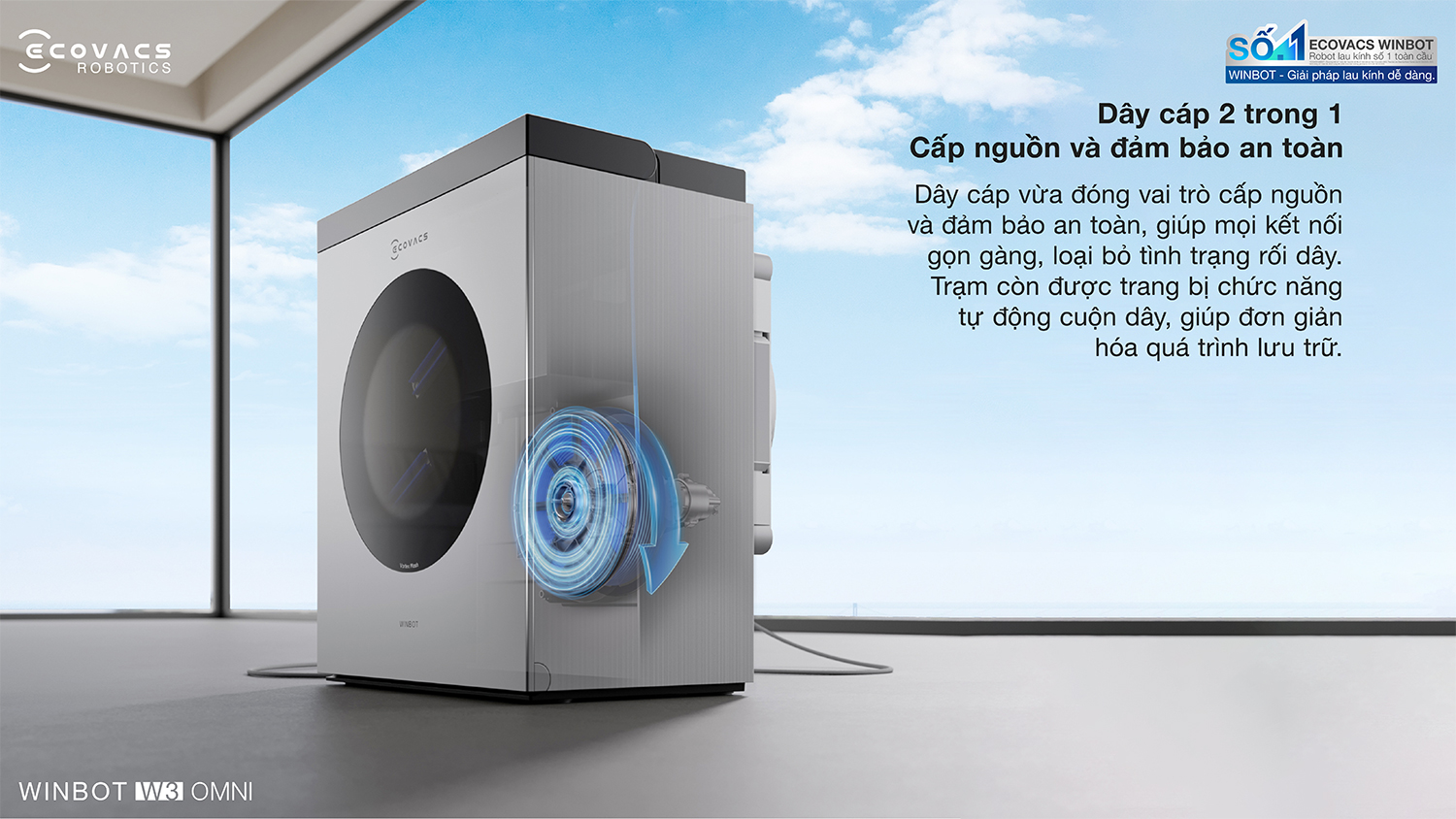 Robot lau kinh Ecovacs Winbot W3 Omni bigmivn 5