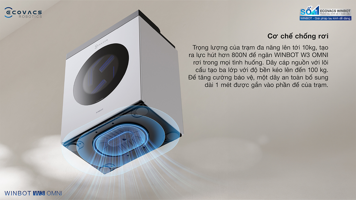 Robot lau kinh Ecovacs Winbot W3 Omni bigmivn 6