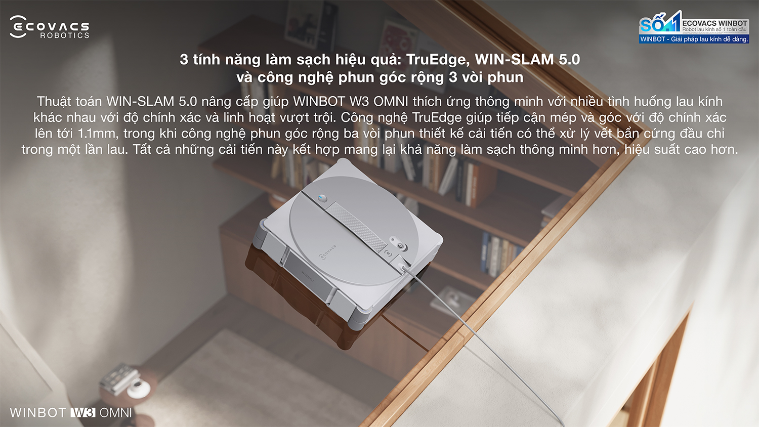 Robot lau kinh Ecovacs Winbot W3 Omni bigmivn 7