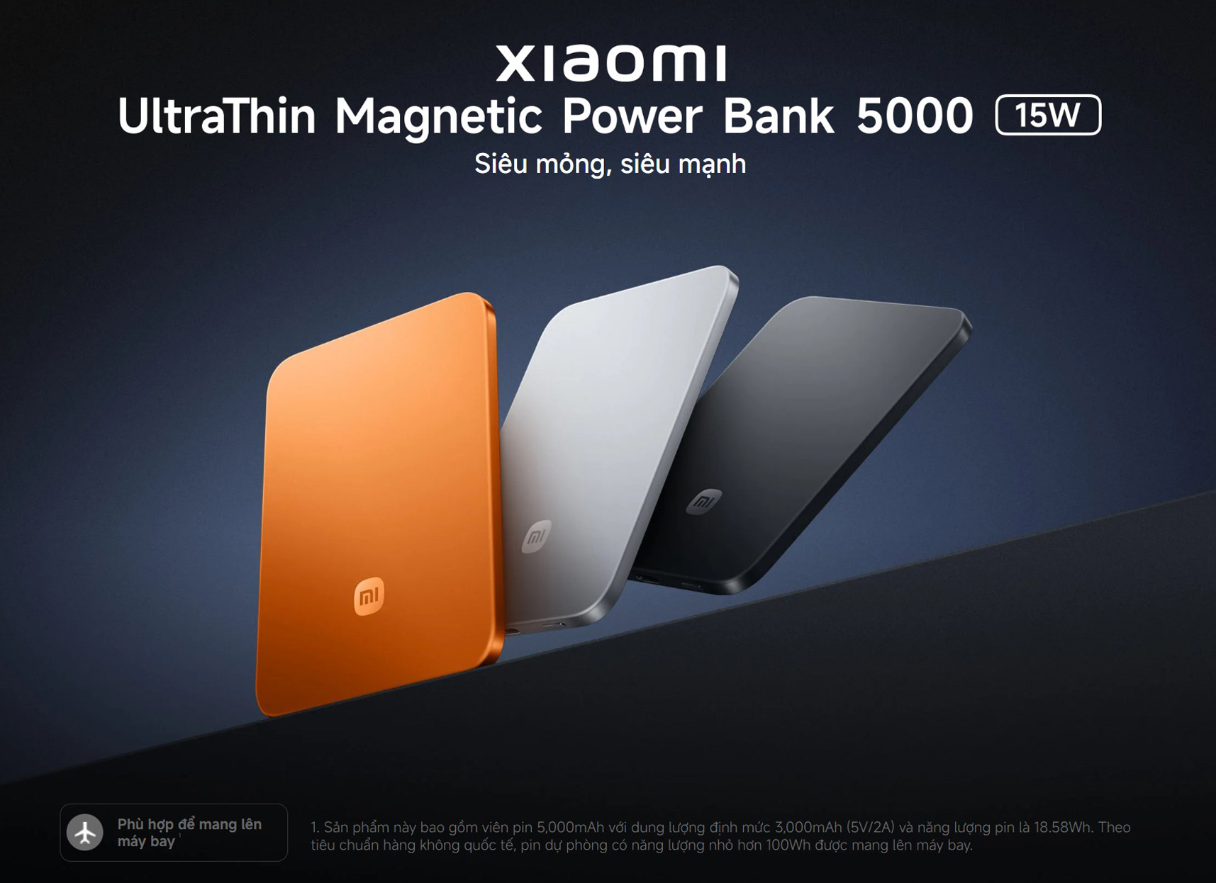 Sac du phong 5000mAh Xiaomi UltraThin Magnetic Power Bank 5000 15W bigmivn