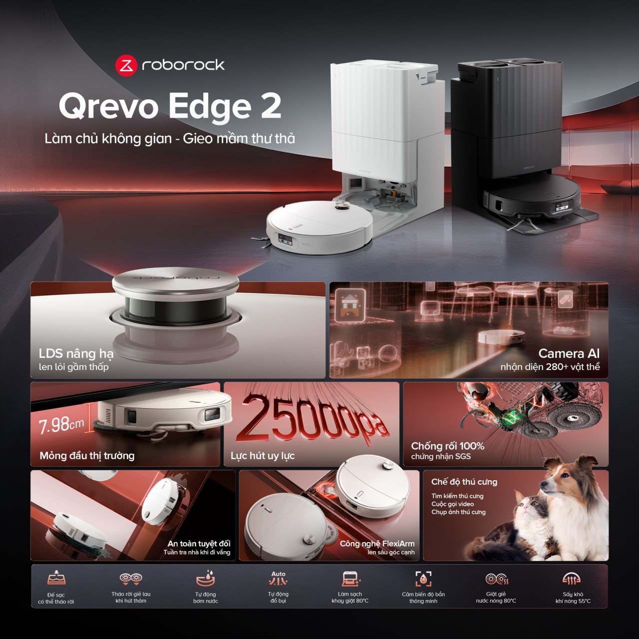 Tinh nang robot hut bui lau nha Roborock Qrevo Edge 2