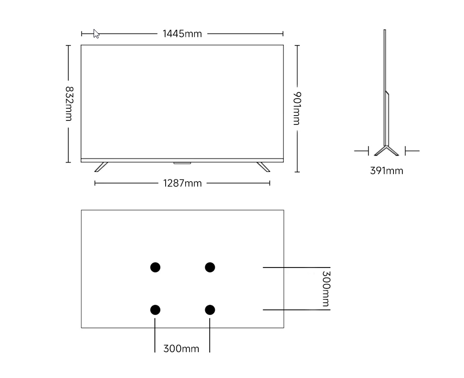 kich thuoc Google Tivi Xiaomi S Mini LED 65 inch 2026
