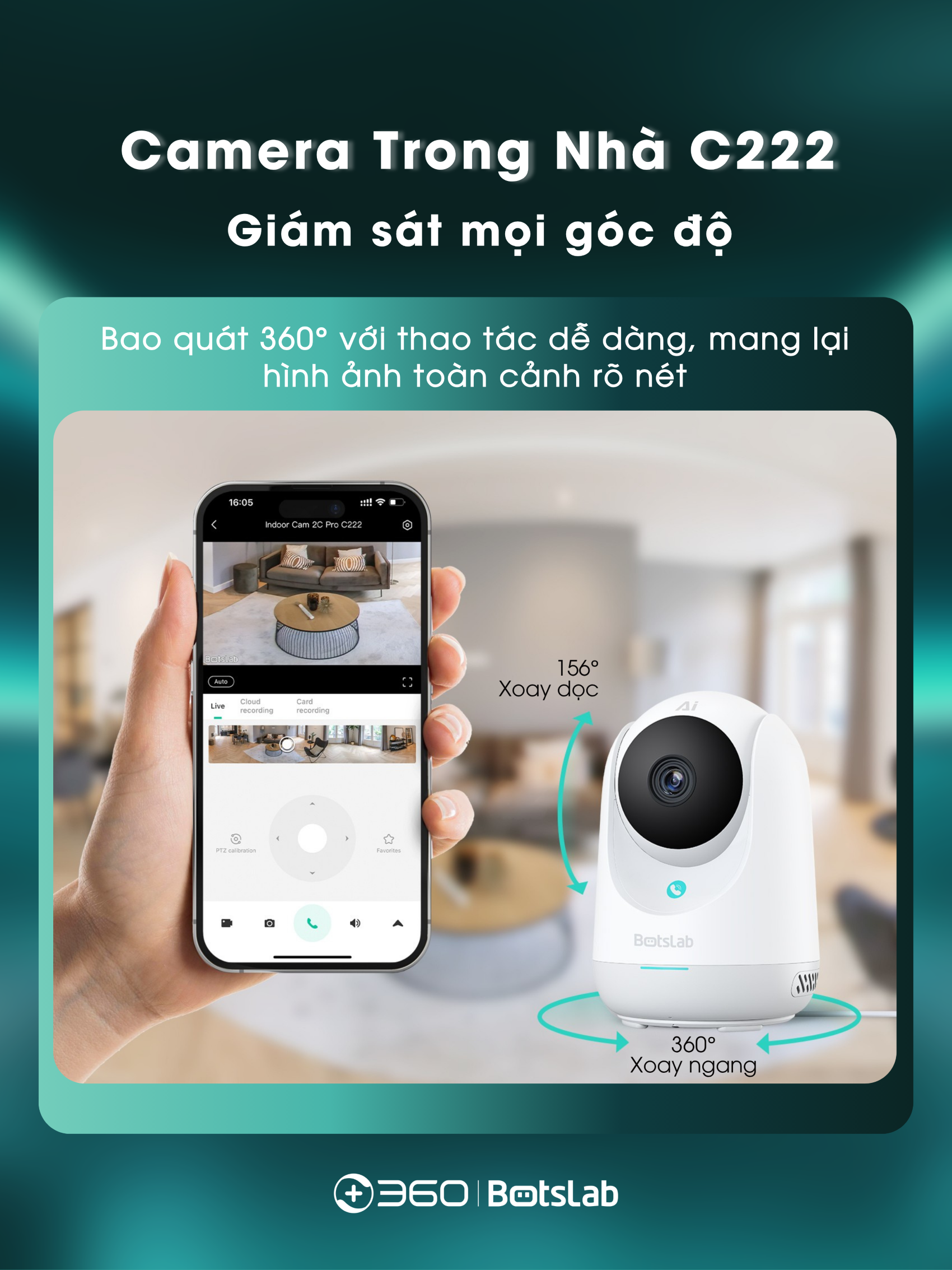 Camera Trong Nha 360° BOTSLAB C222 bigmivn 4